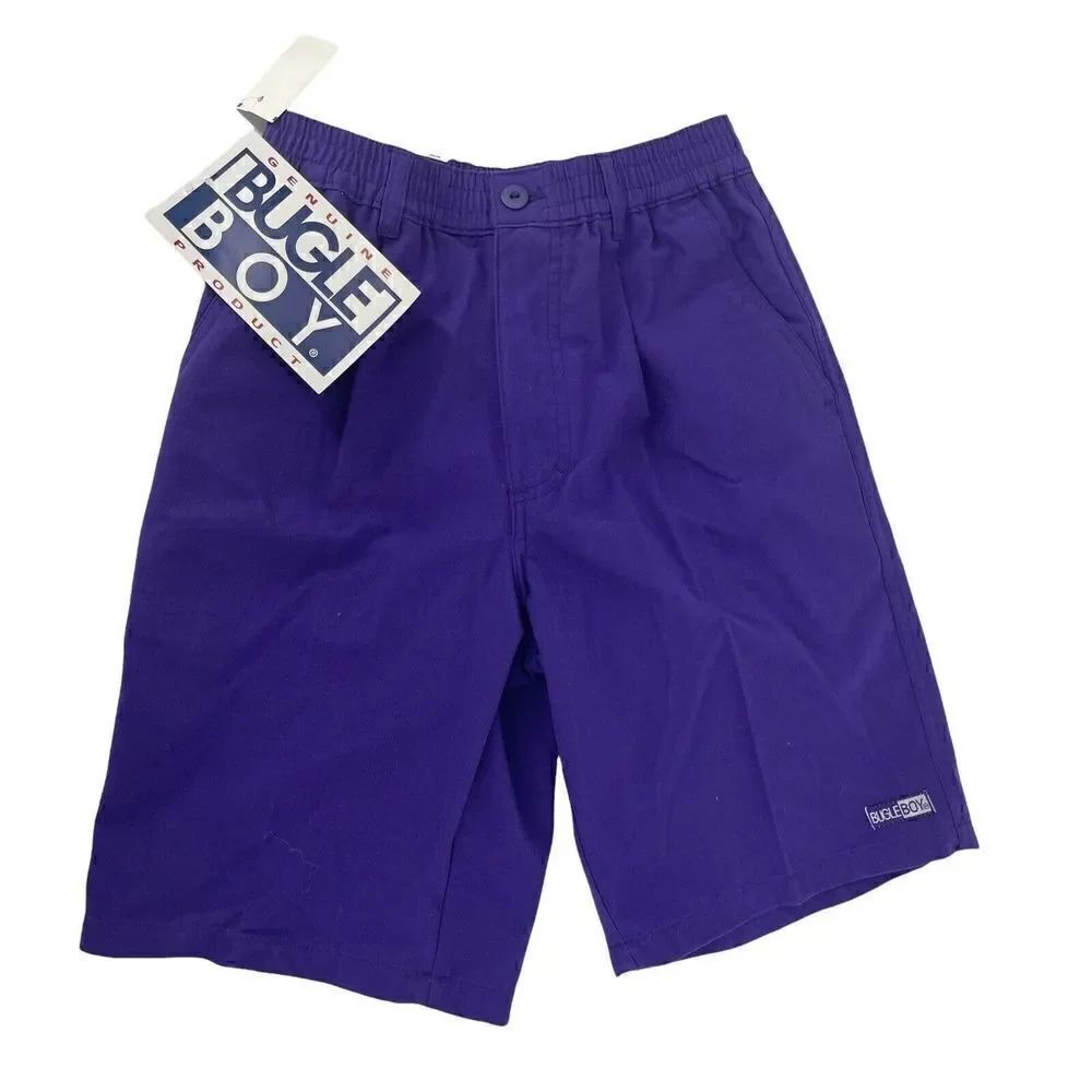 Bugle Boy Vintage 90s Shorts Purple Deadstock Boys Size Large 8.5 In Inseam NEW